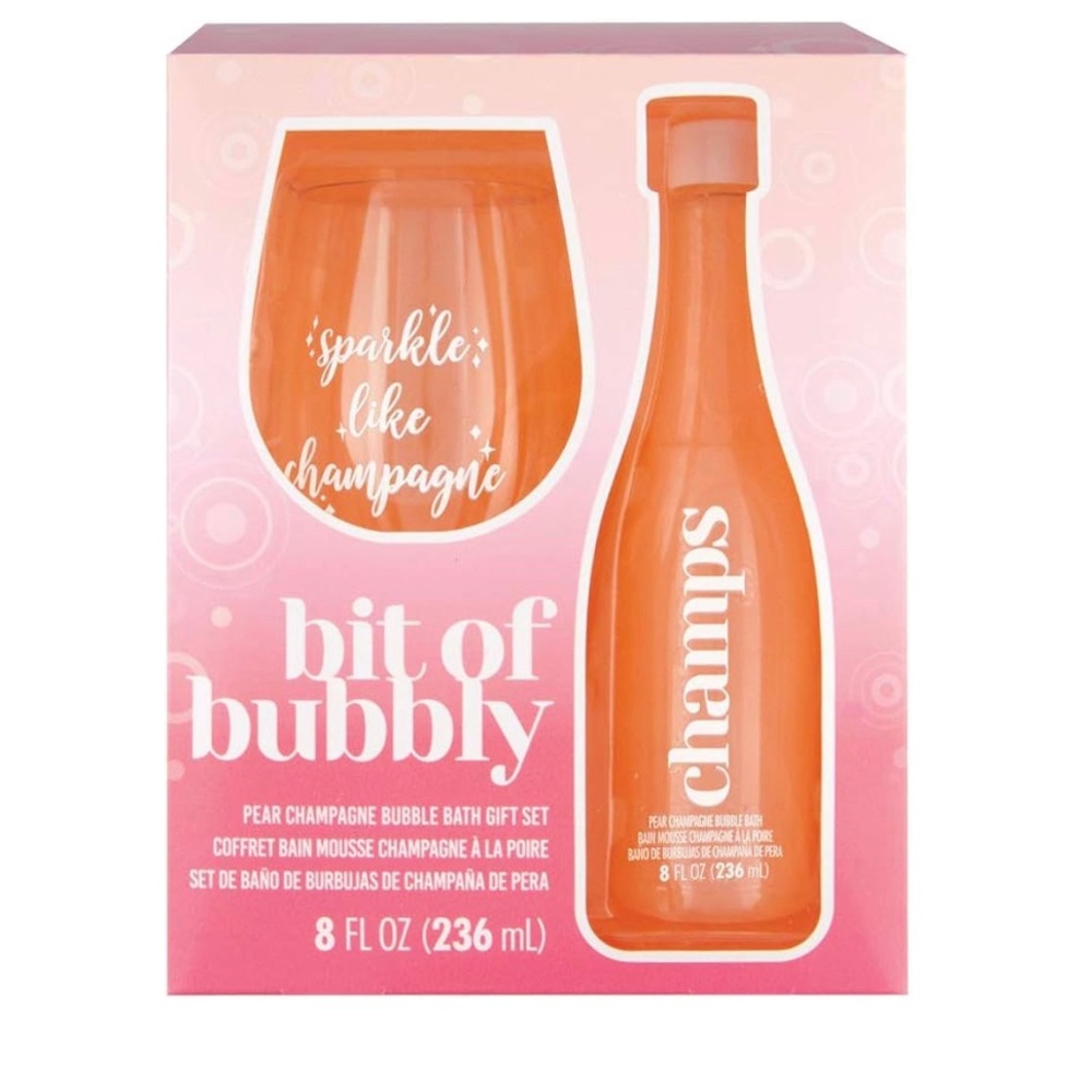 Champs Pear Champagne Bubble Bath Gift Set - Orange